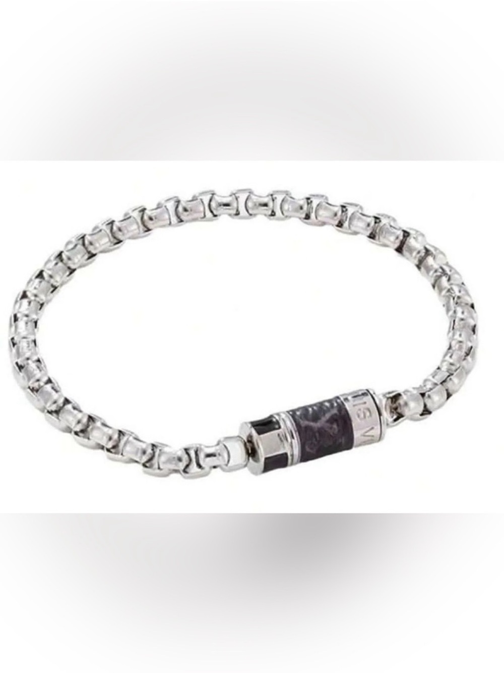 Macy's Silver-Tone Men’s Chain Bracelet with Dark Accent